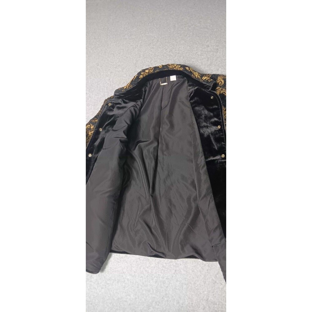 Chicos Baroque Quilted Blazer Jacket Size 4 Black & Gold Velvet Trim Old Money - Picture 11 of 14